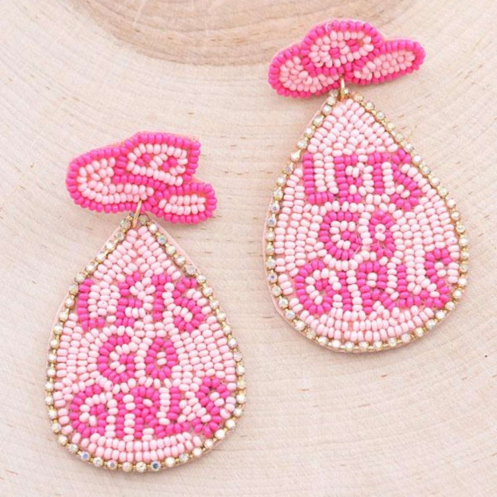 Let's Go Girls Seed Beaded Earrings - Pink Cowgirl Earrings